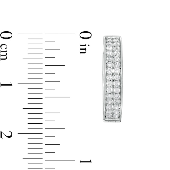3/8 CT. T.w. Diamond Double Row Hoop Earrings in 10K White Gold