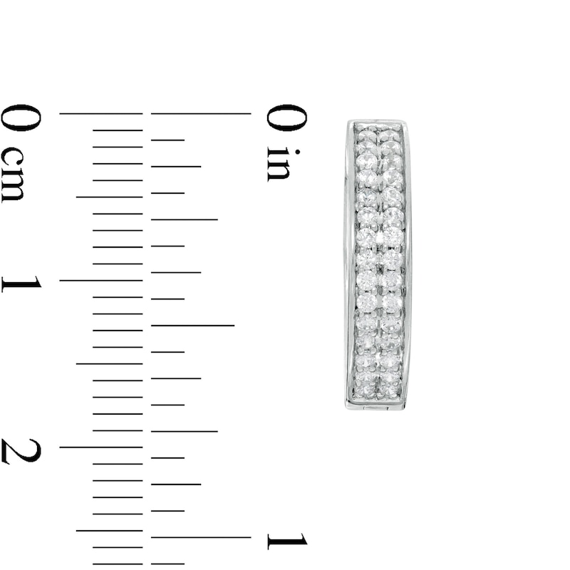 3/8 CT. T.W. Diamond Double Row Hoop Earrings in 10K White Gold
