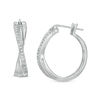 Thumbnail Image 1 of 1/10 CT. T.W. Diamond Crossover Hoop Earrings in 10K White Gold