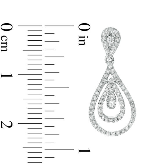 1/2 CT. T.w. Diamond Layered Teardrop Earrings 10K White Gold