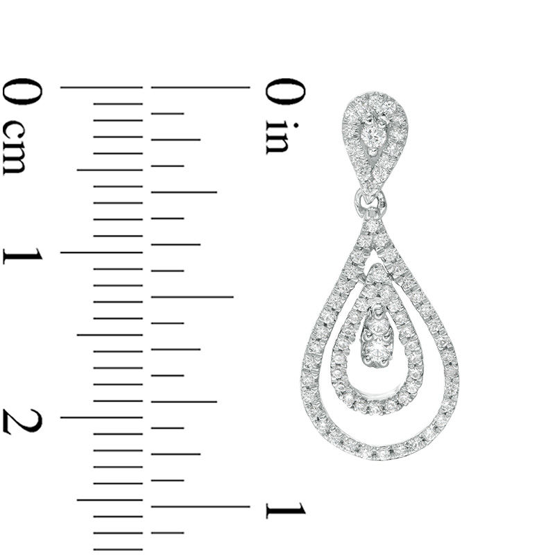 Main Image 3 of 1/2 CT. T.W. Diamond Layered Teardrop Earrings 10K White Gold