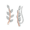 Thumbnail Image 1 of 1/20 CT. T.W. Diamond Leaf Vine Crawler Earrings in Sterling Silver and 10K Rose Gold