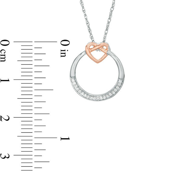 1/20 CT. T.w. Diamond Open Circle Heart Knot Pendant in Sterling Silver and 10K Rose Gold