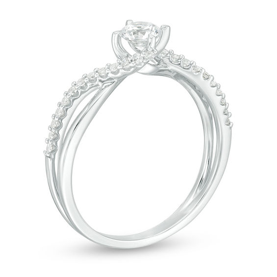 1/2 CT. T.w. Diamond Bypass Crossover Shank Engagement Ring in 10K White Gold
