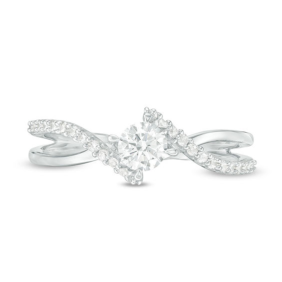 1/2 CT. T.w. Diamond Bypass Crossover Shank Engagement Ring in 10K White Gold