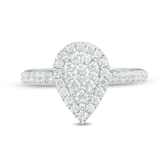 3/4 CT. T.w. Composite Diamond Pear-Shaped Frame Engagement Ring in 10K White Gold