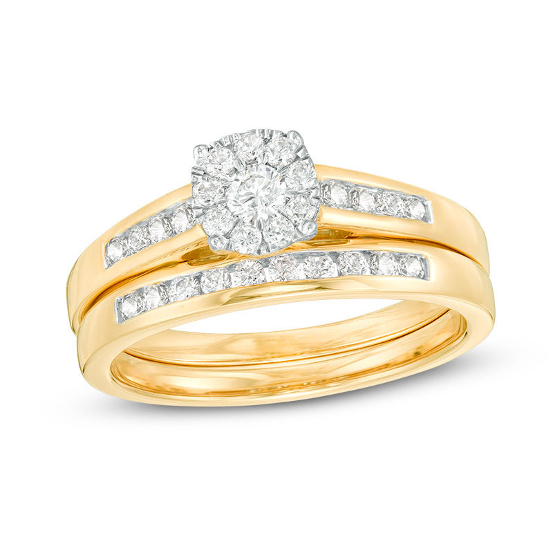 Main Image 1 of 1/2 CT. T.W. Diamond Frame Bridal Set in 10K Gold