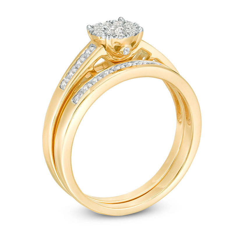 Main Image 3 of 1/2 CT. T.W. Diamond Frame Bridal Set in 10K Gold