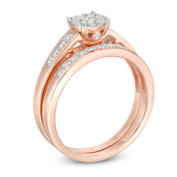1/2 CT. T.w. Diamond Frame Bridal Set in 10K Rose Gold