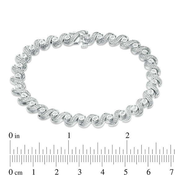 1/2 CT. T.w. Diamond "S" Bracelet in Sterling Silver - 7.25"