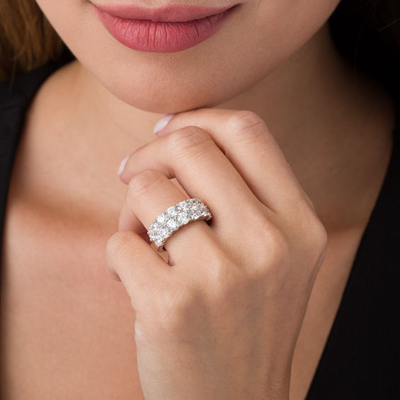 3 CT. T.w. Diamond Double Row Anniversary Band in 10K White Gold