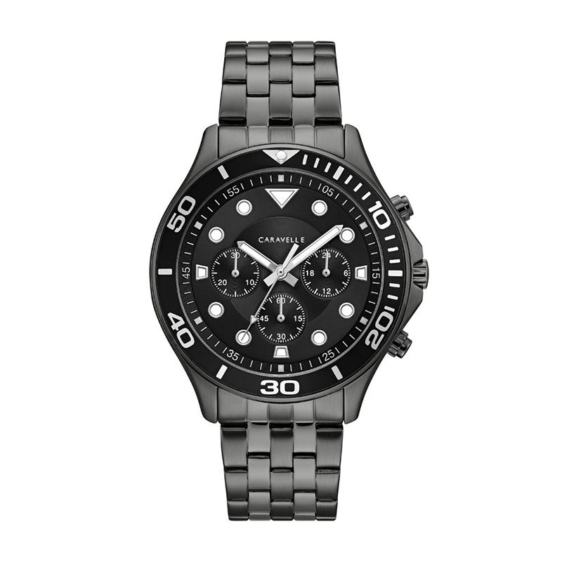Men's Caravelle Chronograph Gunmetal IP Watch with Black Dial (Model
