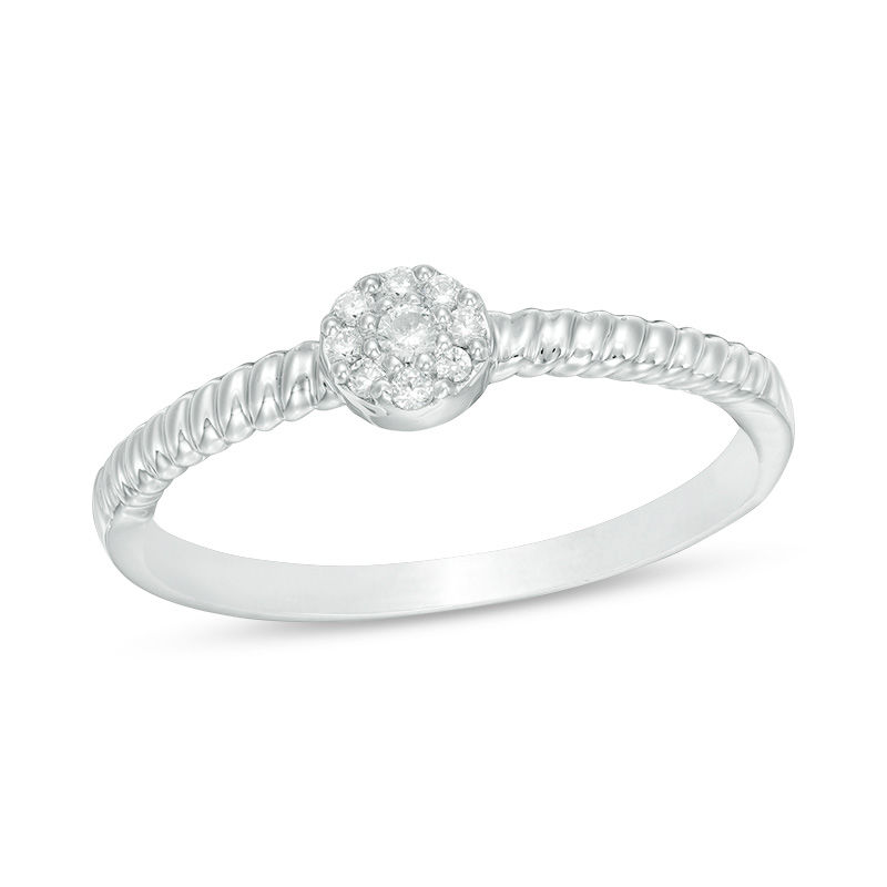 Main Image 6 of Convertibilities 1/5 CT. T.W. Diamond Rope Twist Three Piece Stackable Band Set in Sterling Silver and 10K Gold