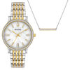 Thumbnail Image 0 of Ladies' Bulova Crystal Accent Two-Tone Watch and Necklace Boxed Set (Model: 98X118)