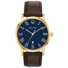 Thumbnail Image 1 of Men's Bulova Classic Gold-Tone Strap Watch with Blue Dial (Model: 97B177)
