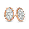 Thumbnail Image 1 of 5/8 CT. T.W. Composite Diamond Oval Beaded Frame Stud Earrings in 10K Rose Gold