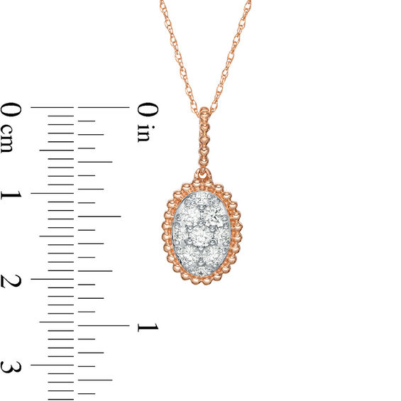 3/8 CT. T.w. Composite Diamond Oval Beaded Frame Pendant in 10K Rose Gold