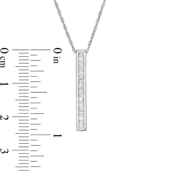 1/6 CT. T.w. Baguette Diamond Vertical Bar Pendant in 10K White Gold