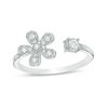 Thumbnail Image 1 of 1/6 CT. T.W. Diamond Flower Open Ring in 10K White Gold