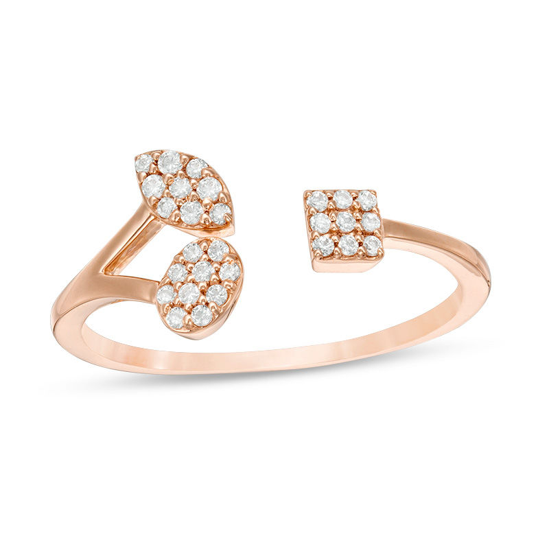Main Image 1 of 1/8 CT. T.W. Diamond Geometric Shapes Open Ring in 10K Rose Gold