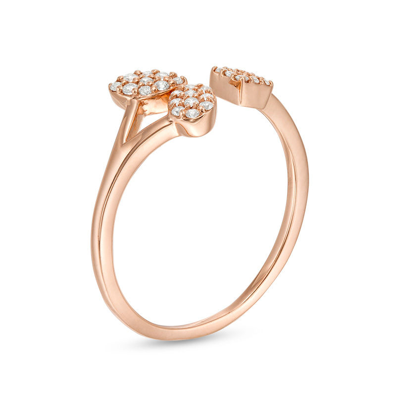 Main Image 2 of 1/8 CT. T.W. Diamond Geometric Shapes Open Ring in 10K Rose Gold