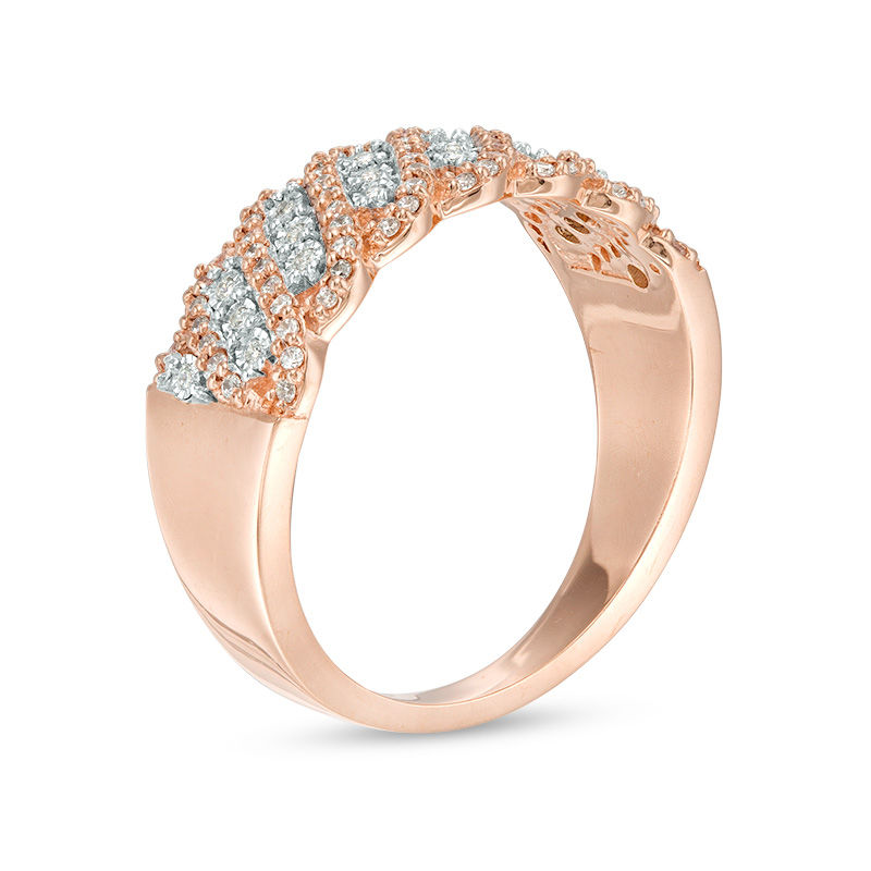 Main Image 2 of 1/4 CT. T.W. Diamond Slant Wave Ring in 10K Two-Tone Gold