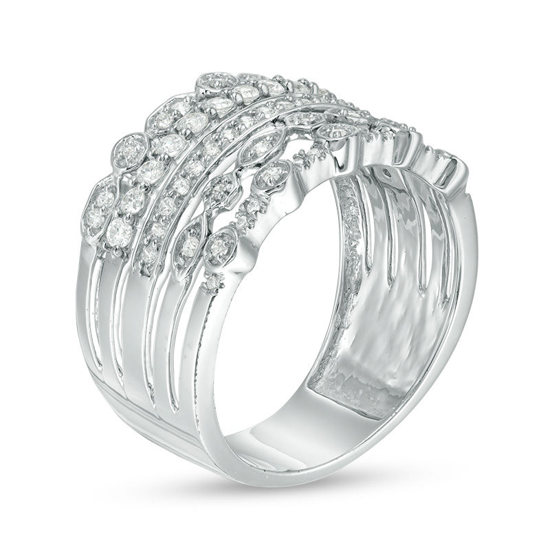Main Image 2 of 1/2 CT. T.W. Diamond Geometric Stacked Ring in 10K White Gold