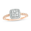Thumbnail Image 0 of 1/4 CT. T.W. Composite Diamond Cushion Frame Beaded Shank Ring in 10K Rose Gold
