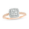 Thumbnail Image 1 of 1/4 CT. T.W. Composite Diamond Cushion Frame Beaded Shank Ring in 10K Rose Gold