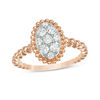 Thumbnail Image 0 of 3/8 CT. T.W. Composite Diamond Oval Frame Beaded Shank Ring in 10K Rose Gold