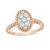 Thumbnail Image 1 of 3/8 CT. T.W. Composite Diamond Oval Frame Beaded Shank Ring in 10K Rose Gold