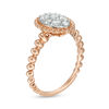 Thumbnail Image 1 of 3/8 CT. T.W. Composite Diamond Oval Frame Beaded Shank Ring in 10K Rose Gold