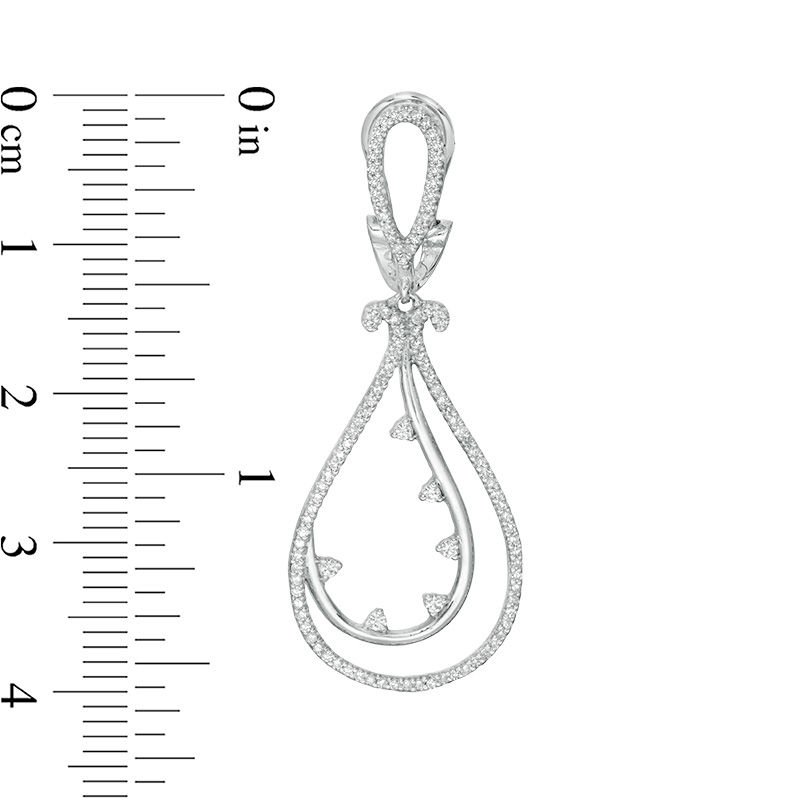Main Image 3 of 1/2 CT. T.W. Diamond Double Loop Teardrop Earrings in 10K White Gold