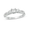 Thumbnail Image 0 of 3/8 CT. T.W. Princess-Cut Diamond Three Stone Crossover Shank Engagement Ring in 10K White Gold
