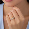 Thumbnail Image 3 of 3/8 CT. T.W. Princess-Cut Diamond Three Stone Crossover Shank Engagement Ring in 10K Gold