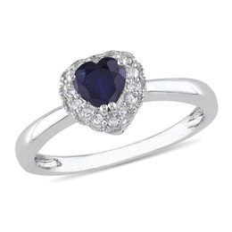 New Clearance Zales 5 0mm Heart Shaped Blue Shire And 1 15 Ct T W Diamond Frame