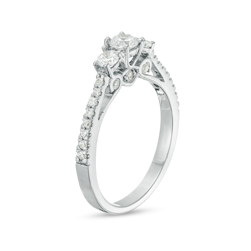 Main Image 2 of 5/8 CT. T.W. Diamond Three Stone Engagement Ring in 10K White Gold