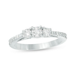 5/8 CT. T.W. Diamond Three Stone Engagement Ring in 10K White Gold