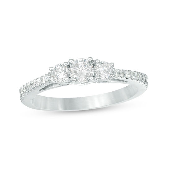 5/8 CT. T.w. Diamond Three Stone Engagement Ring in 10K White Gold