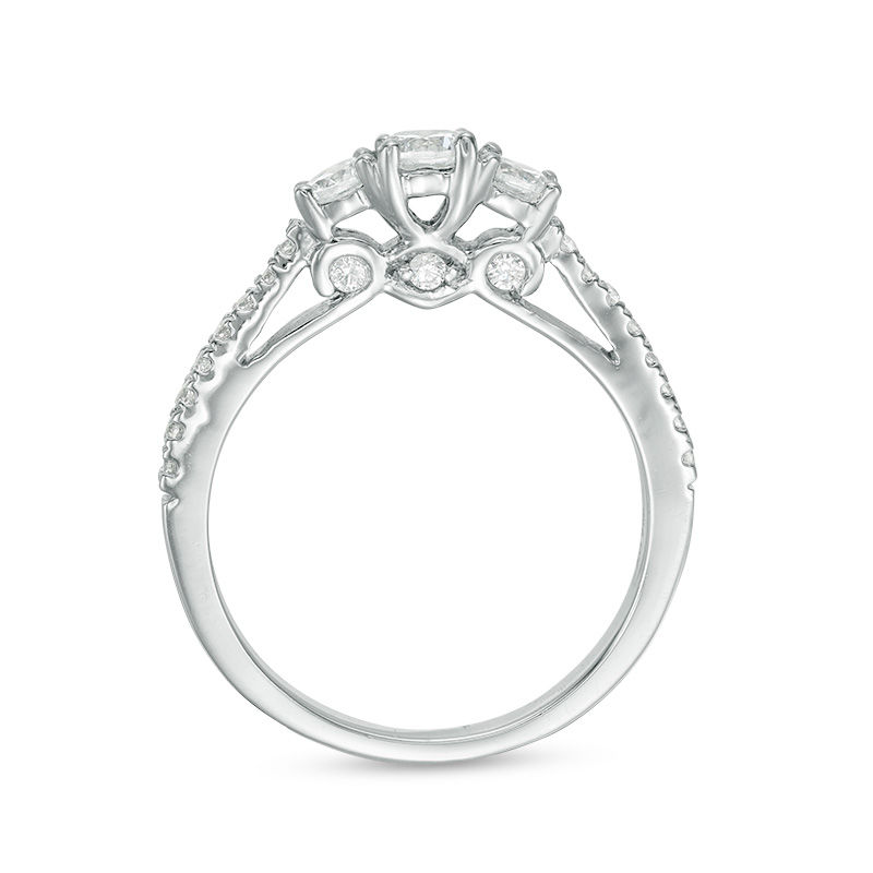 Main Image 5 of 5/8 CT. T.W. Diamond Three Stone Engagement Ring in 10K White Gold