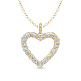 1/20 CT. T.W. Diamond Zig-Zag Heart Pendant in Sterling Silver with 14K Gold Plate