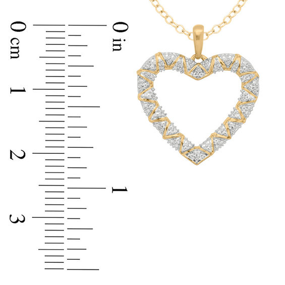 1/20 CT. T.w. Diamond Zig-Zag Heart Pendant in Sterling Silver with 14K Gold Plate