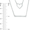 Thumbnail Image 3 of 1/15 CT. T.W. Diamond Heart Outline and Bar Double Strand Necklace in Sterling Silver - 20"