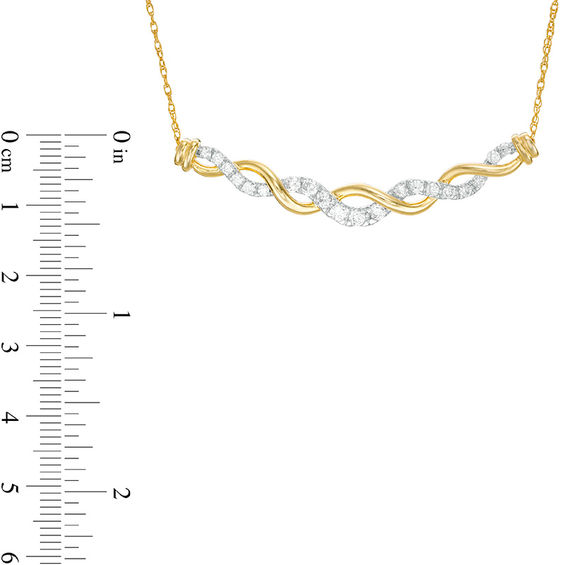 3/4 CT. T.w. Diamond Twist Braid Curved Bar Necklace in 10K Gold