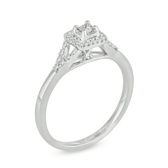 1/6 CT. T.w. Princess-Cut Diamond Frame Promise Ring in Sterling Silver