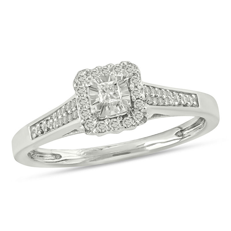 1/6 CT. T.W. Princess-Cut Diamond Frame Promise Ring in