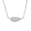 Thumbnail Image 1 of Diamond Accent Sideways Feather Necklace in Sterling Silver