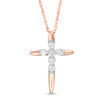 Thumbnail Image 0 of 1/8 CT. T.W. Diamond Cross Pendant in 10K Rose Gold