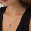 Thumbnail Image 2 of 1/8 CT. T.W. Diamond Cross Pendant in 10K Rose Gold
