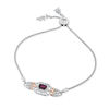 Thumbnail Image 1 of Enchanted Disney Mulan Garnet and 1/10 CT. T.W. Diamond Bolo Bracelet in Sterling Silver and 10K Rose Gold - 9.75&quot;